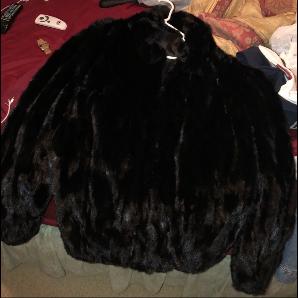 Riley long hair mink coat